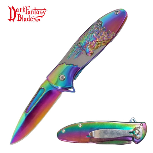 Dark Fantasy Blades Rainbow Bear Folding Knife