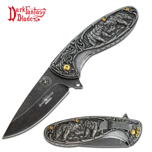 Dark Fantasy Blades Black Bears Folding Knife