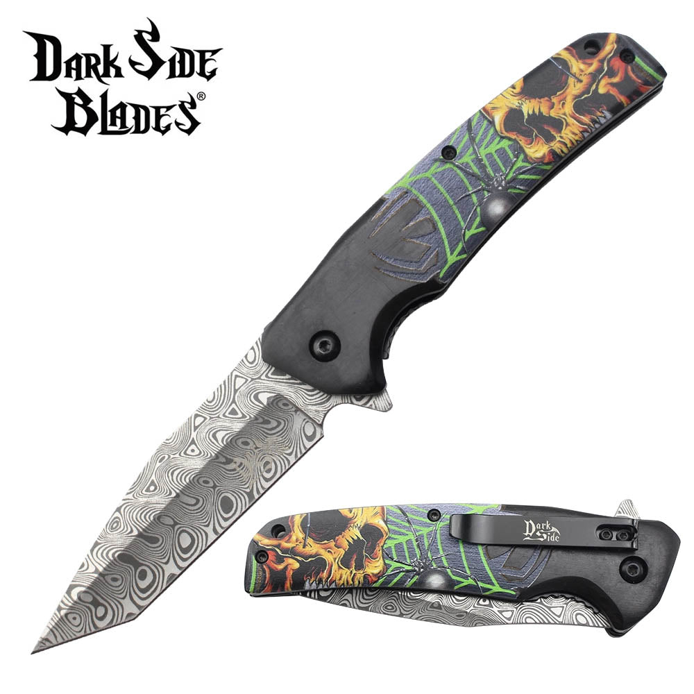 Dark Side Skull & Web Pocket Knife