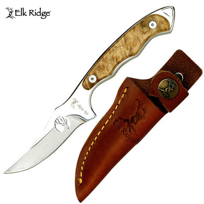 Elk Ridge Maple Burl Wood Handle Knife