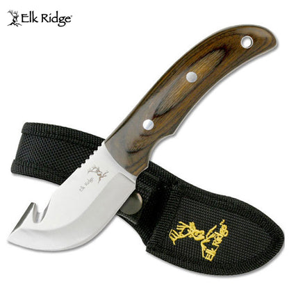 Elk Ridge Wood Gut Hook Skinner Knife