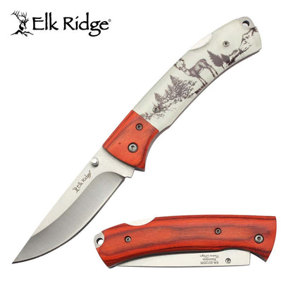 Elk Ridge Deer & Wooden Bolster Pocket Knife