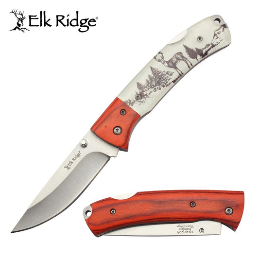Elk Ridge Deer & Wooden Bolster Pocket Knife
