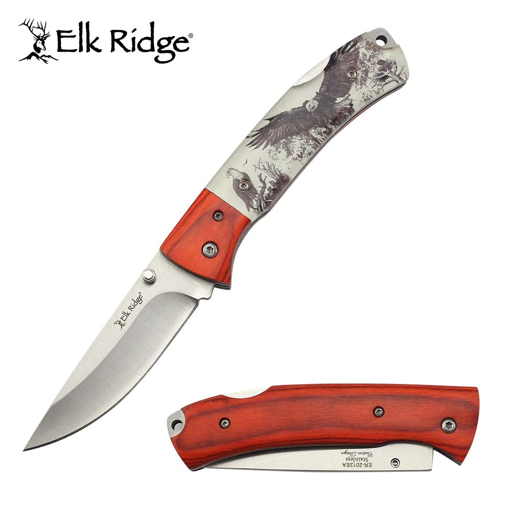 Elk Ridge Eagle & Wooden Bolster Pocket Knife