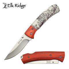 Elk Ridge Wolf & Wooden Bolster Pocket Knife