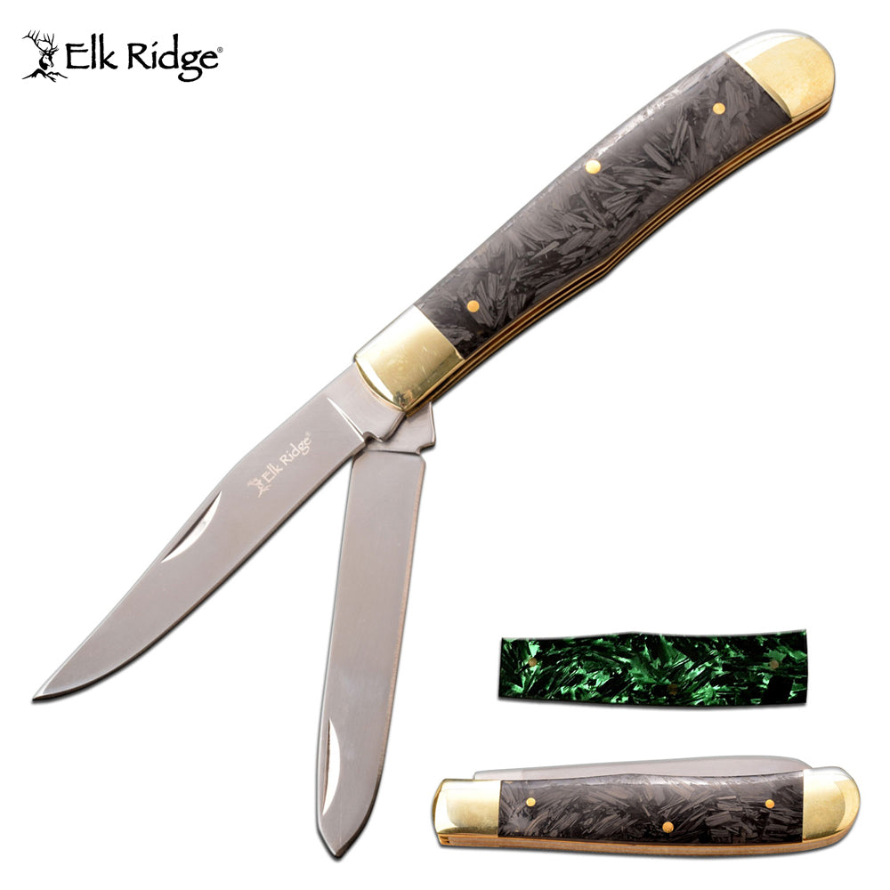 Elk Ridge Twin Blade Glow In The Dark Carbon Fibre Knife