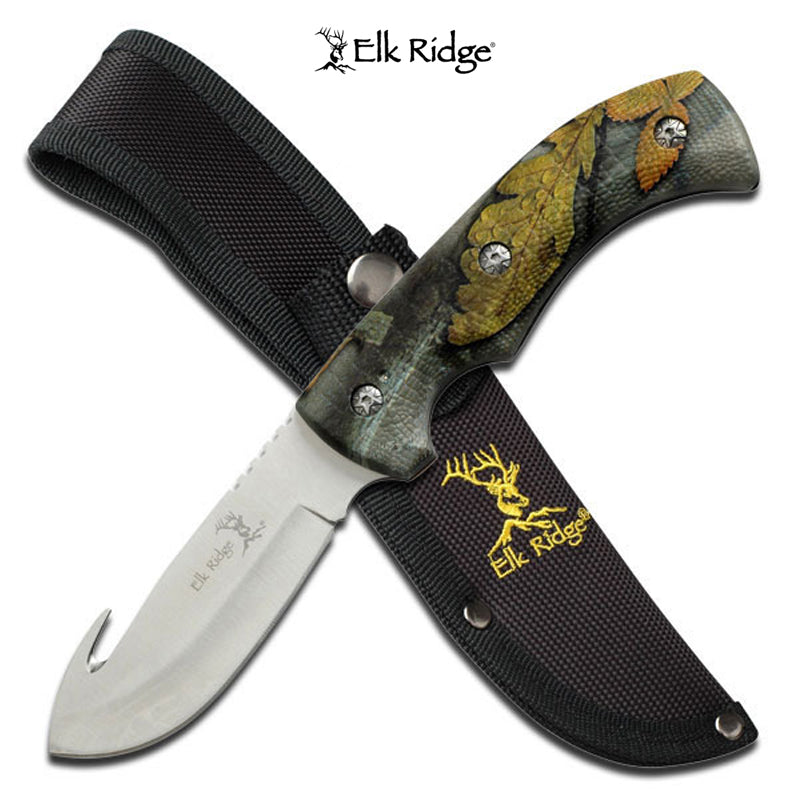 Elk Ridge Gut Hook Skinner Knife - Fall Camo
