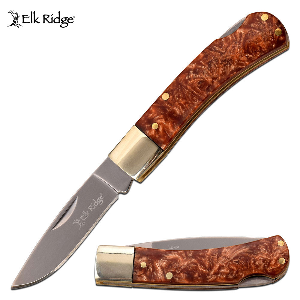 Elk Ridge Brown Resin Pocket Knife