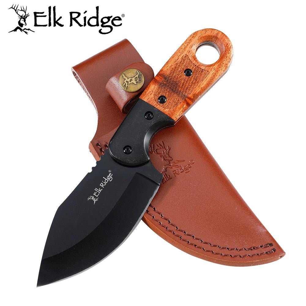 Black Oxidized Stainless Steel Elk Ridge Fixed Blade Knife