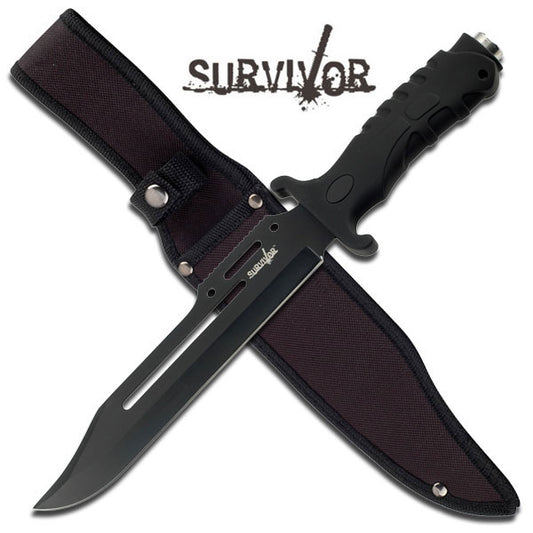 Survivor Black Tactical Fixed Knife