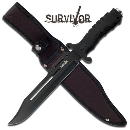 Survivor Black Tactical Fixed Knife
