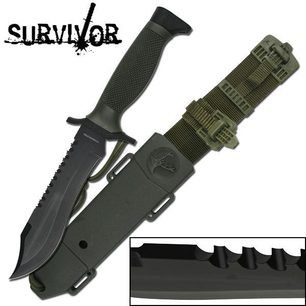 Survivor Black Reverse Sawback Serrated Knife