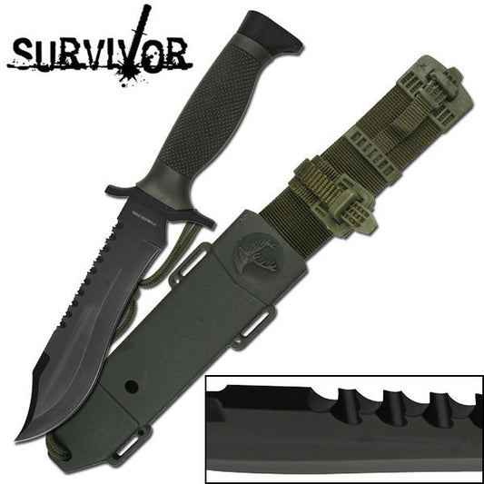 Survivor Black Reverse Sawback Serrated Knife