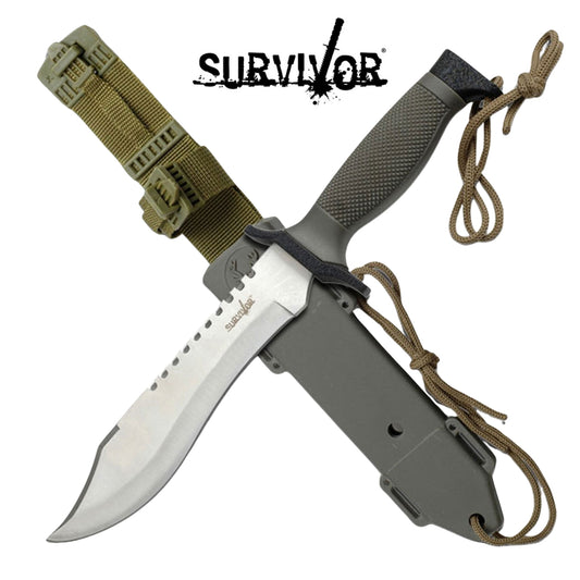 Survivor Olive Reverse Sawback Serrated Knife