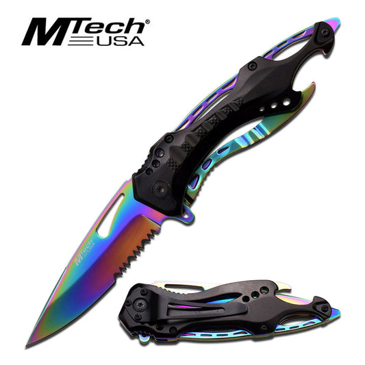 MTech Rainbow Half Serrated Pocket Knife