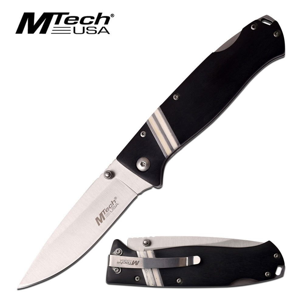 MTech Pakkawood Lockback Folding Knife - Black