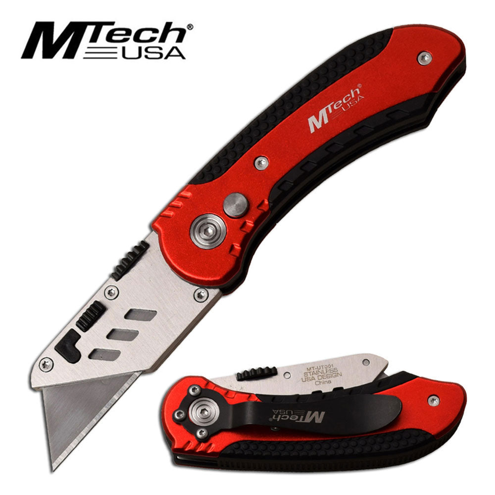 MTech Red Utility Blade Folding Knife