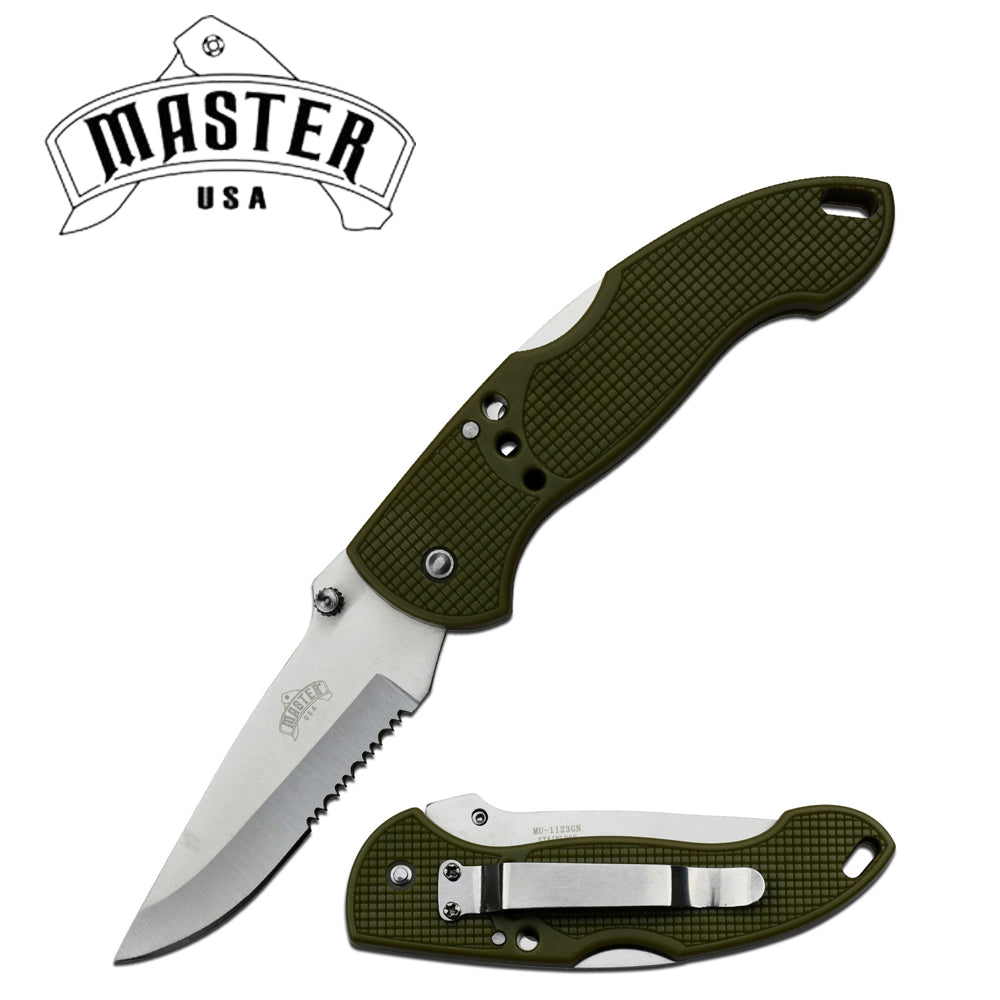 Master USA Green ABS Handle Pocket Knife