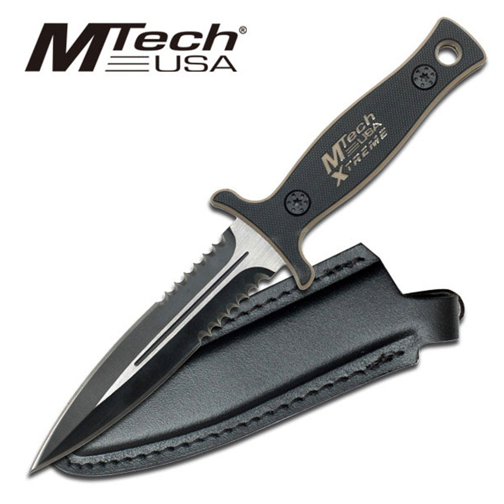 MTech Xtreme Tan Double-Edged Part-Serrated Knife