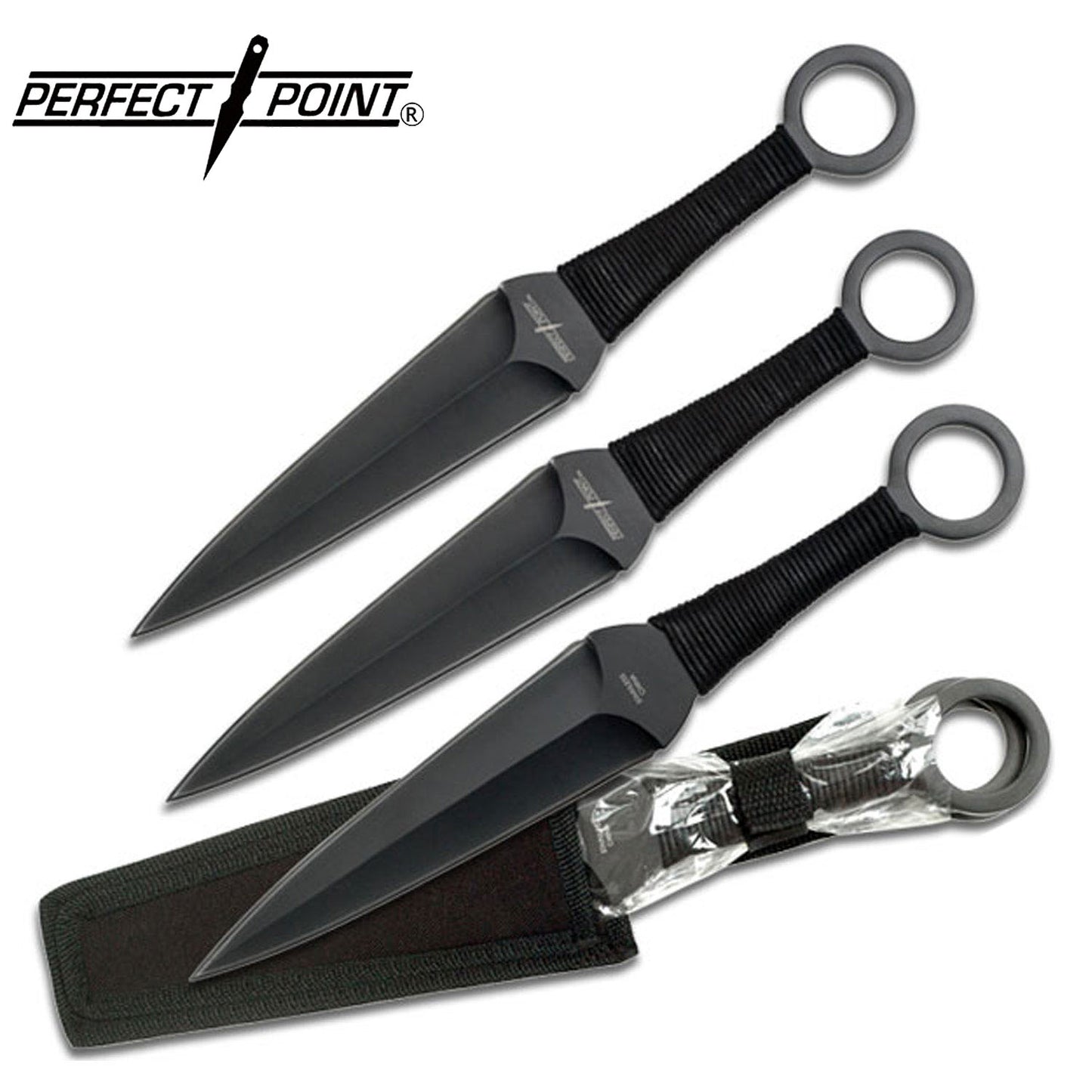Perfect Point Black Dagger Throwing Knives 3pk