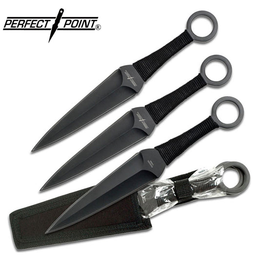 Perfect Point Black Dagger Throwing Knives 3pk