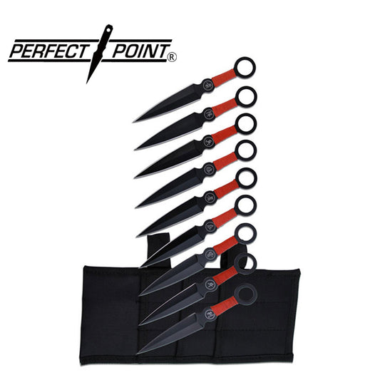 Perfect Point Red Rope Throwing Knives 9pk