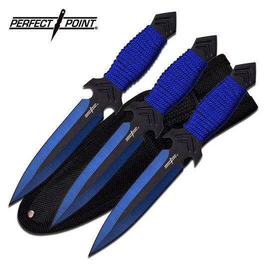 Perfect Point Blue & Black Throwing Knives 3pk
