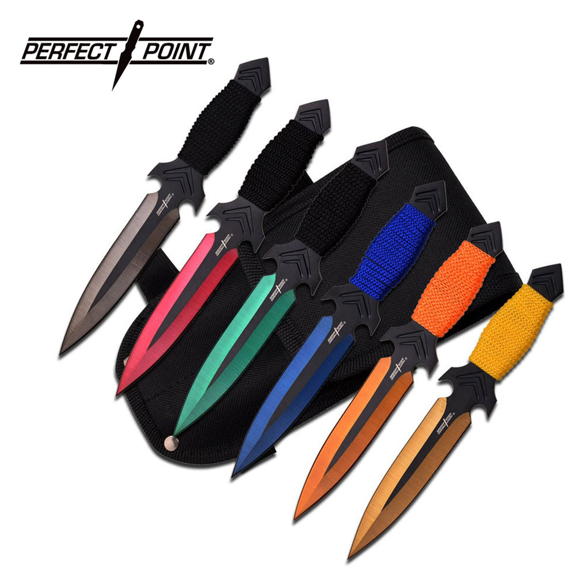 Perfect Point Multi-Colour Throwing Knives 6pk