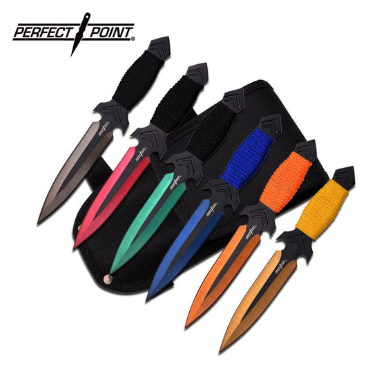Perfect Point Multi-Colour Throwing Knives 6pk