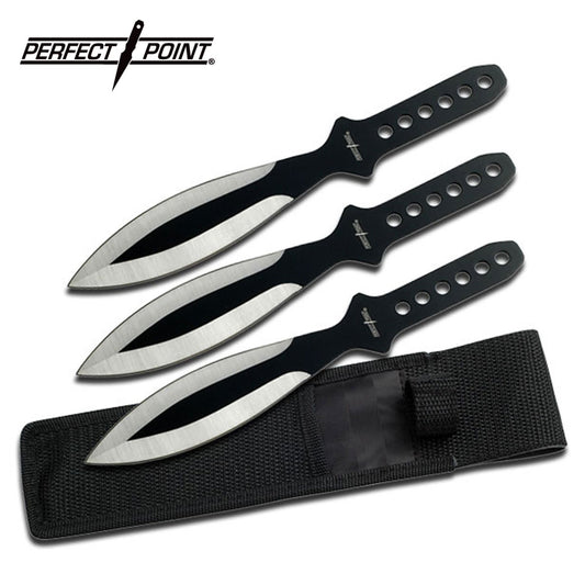 Perfect Point Black & Silver Throwing Knives 3pk