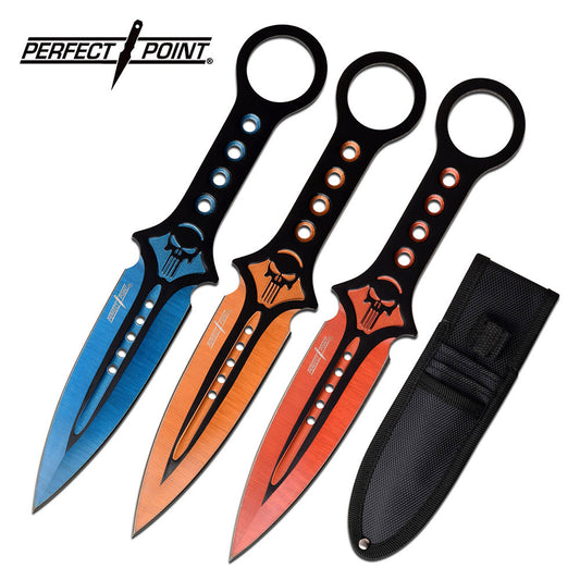Perfect Point Blue Orange & Red Skull Throwers