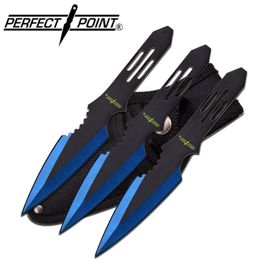 Perfect Point Black & Blue Throwing Knives 3pk
