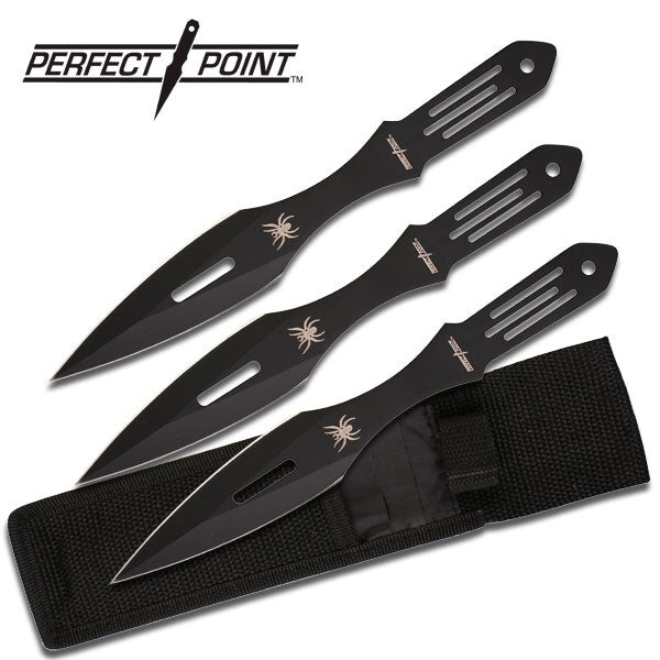 Perfect Point Black Spider Dagger Throwing Knives 3pk