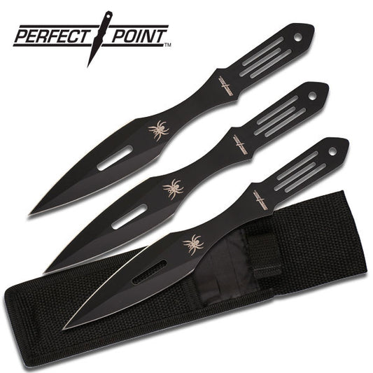 Perfect Point Black Spider Dagger Throwing Knives 3pk