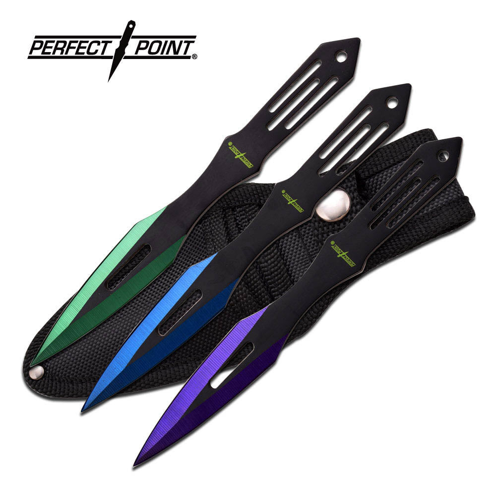 Perfect Point Green | Blue | Purple Throwing Knives 3pk