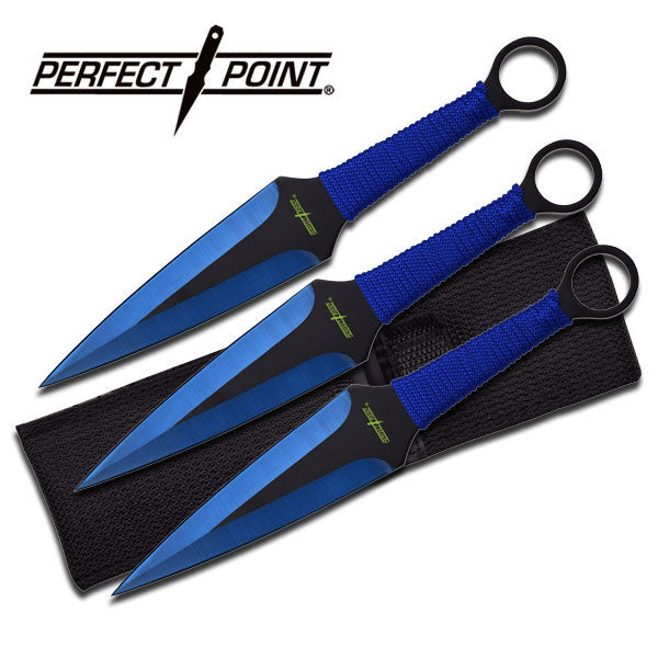 Perfect Point Blue Dagger Throwing Knives 3pk