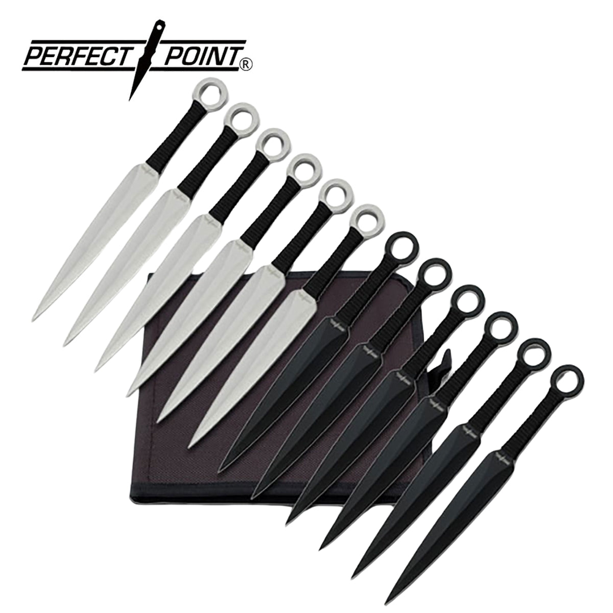 Perfect Point Black & Silver Throwing Knives 12pk