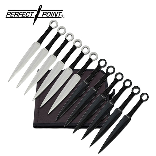Perfect Point Black & Silver Throwing Knives 12pk