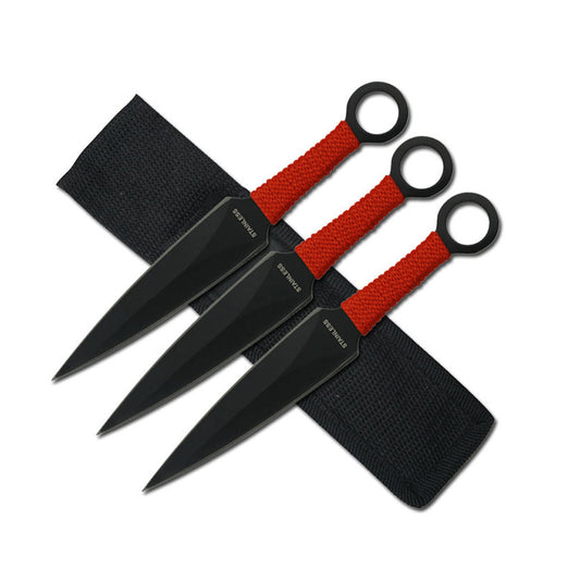 Red Cord Throwing Knives -  3pc
