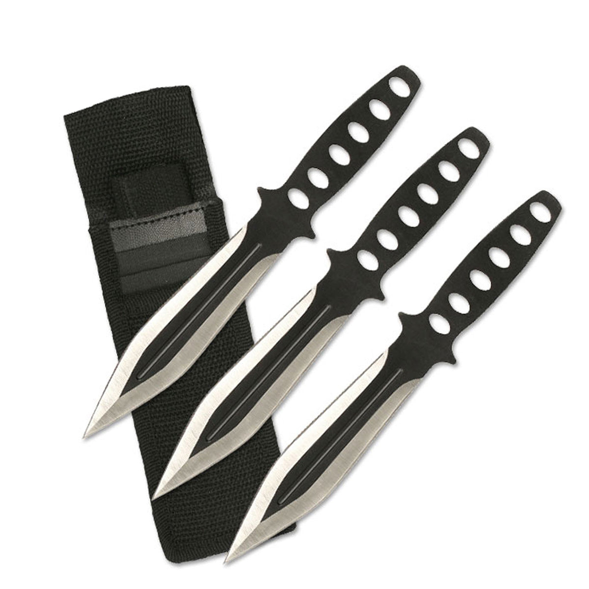 Perfect Point Silver & Black Throwing Knives 3pk