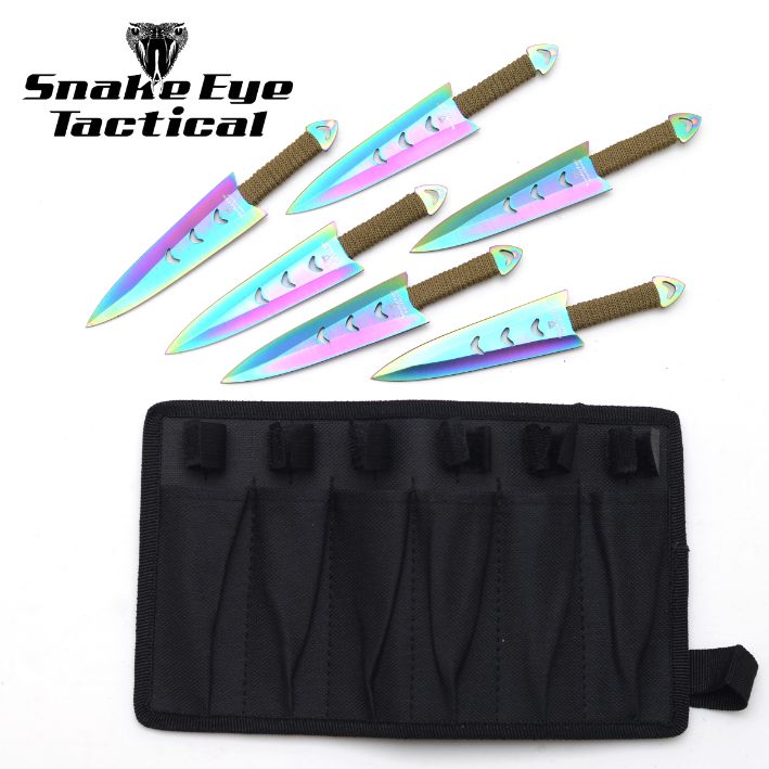 Snake Eye Rainbow Throwing Knives 6pk