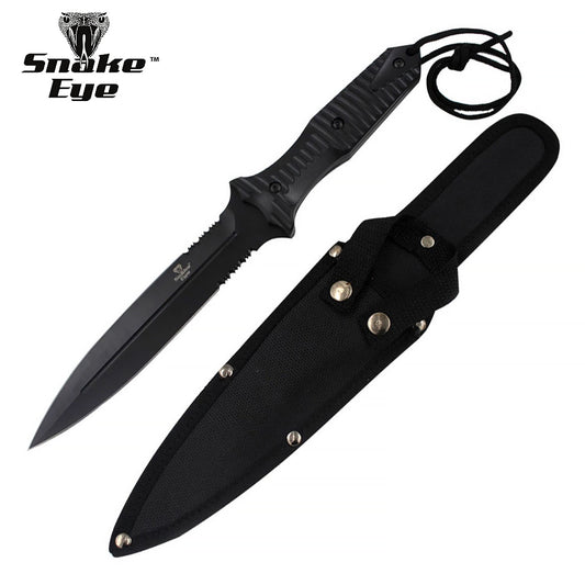 Snake Eye Part Serrated Black Dagger