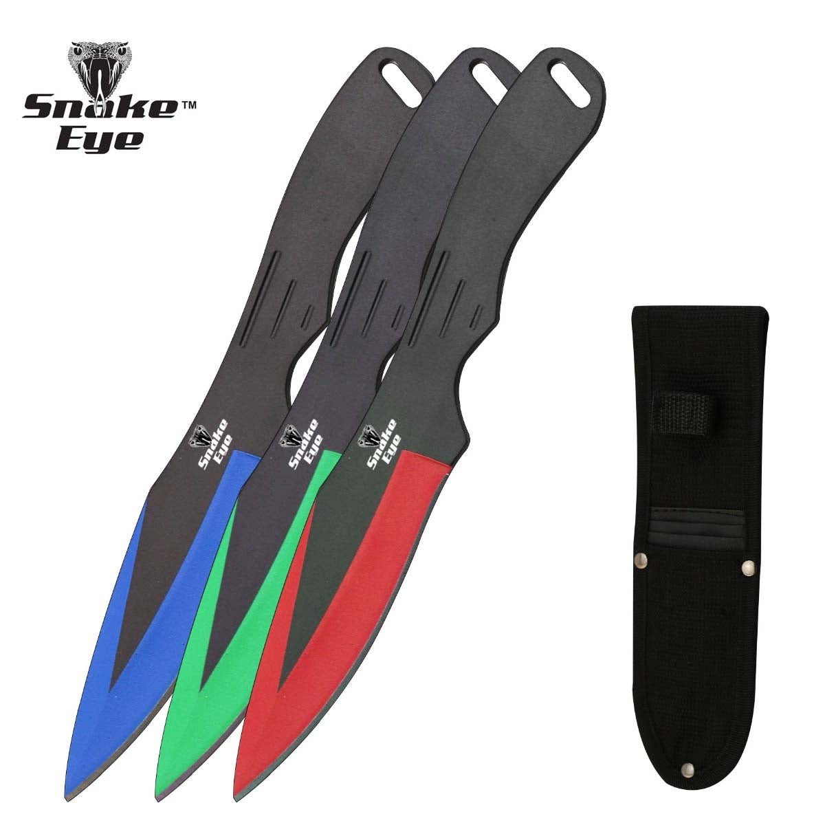 Snake Eye Red Blue Green Throwing Knives 3pk