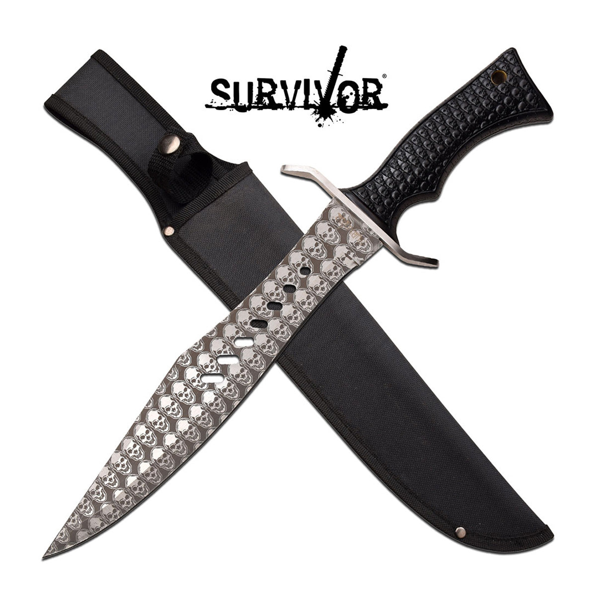 Survivor Skull Pattern Fixed Blade Knife
