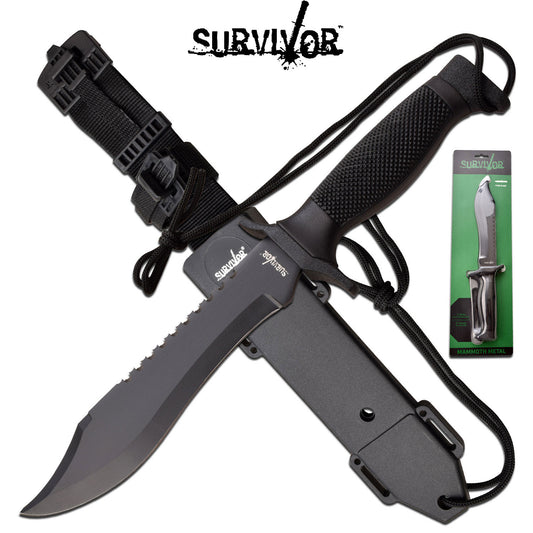 Survivor Mammoth Metal Sawback Bowie Knife