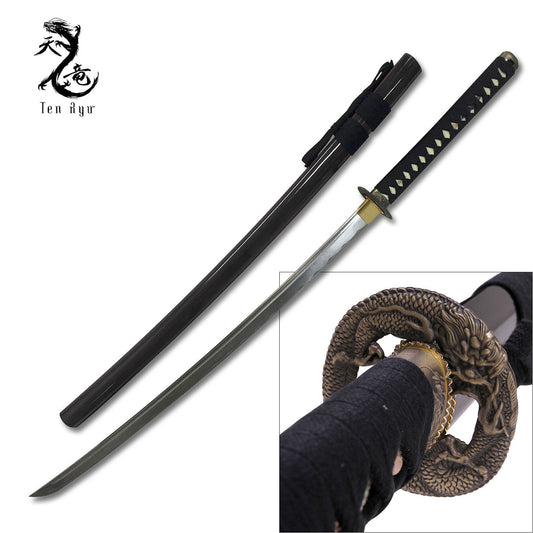 Ten Ryu Handmade Dragon Samurai Sword - Black (BACKORDER)