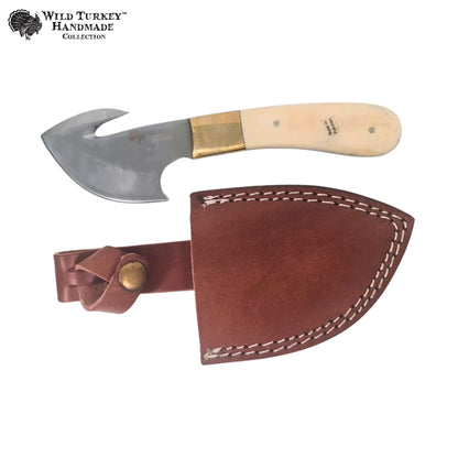 Wild Turkey Gut Hook Bone Handle Knife