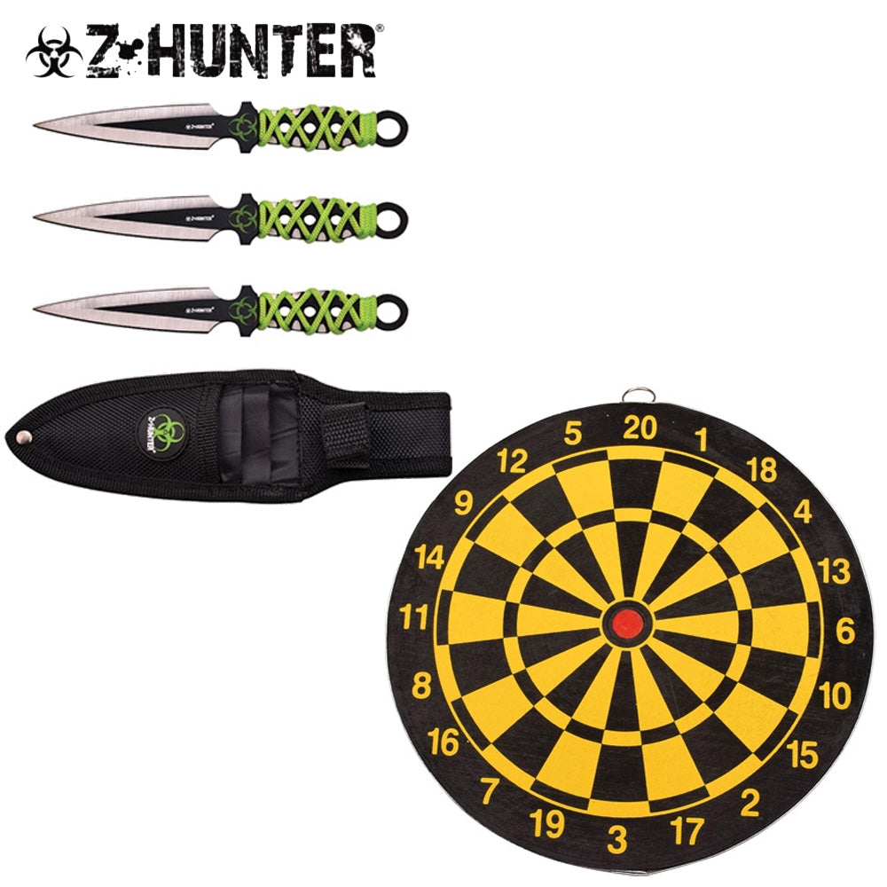 Green 3 Piece Throwing Knife Set