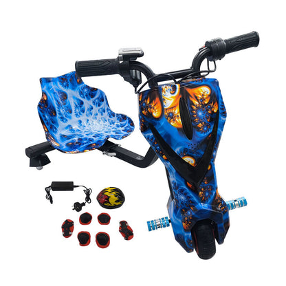 Electric Drift Go Kart for Kids 3 Wheel Ride On Trike with Bluetooth & 350W Blue Phoenix