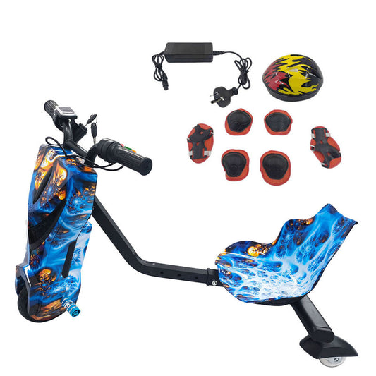 Electric Drift Go Kart for Kids 3 Wheel Ride On Trike with Bluetooth & 350W Blue Phoenix